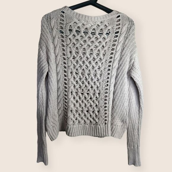 🍦 SMALL OPEN KNIT SWEATER OATMEAL CREAM BEIGE CASLON NORDSTROM - Picture 5 of 6